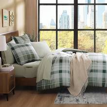 King Comforter Set, Classic Red Black Plaid-Piece Bedding Set, Farmhouse Lightweight All-Season Bed In A Bag With Sheets, Pillowcases & Shams, Home Decor - 橄欖綠 - 查看 5