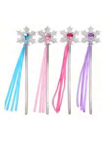 1 pieza Varita mágica de hada con copo de nieve y cinta, varita mágica de princesa, accesorio decorativo para el cabello para Halloween