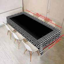 1 pieza Mantel rectangular con estampado floral vintage, mantel de poliéster para mesa de comedor y mesa de café, decoración para fiesta festiva - Negro - Ver 11