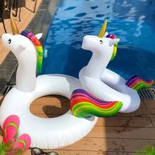1pc Unicorn & Flamingo Inflatable Pool Float Ring, Thickened PVC Adult Swimming Ring Water Entertainment Inflatable Unicorn Float, Beach Essentials, Beach Accessories