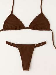 Biquini Feminino Marquinha De Fita Com Regulagem Latral Cortininha Sem Bojo  Simples    Nó    Férias  Praia