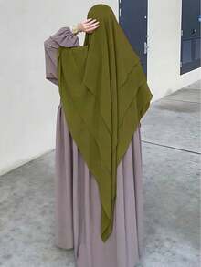 1pc Women's Elegant Khimar Hijab, Front Double Layer Design, Back 3-Layer Design, Fashionable & Graceful, Suitable For Women's Daily Prayer Wear, All Season, Can Be Paired With Any Abaya - Multicolor - View 12