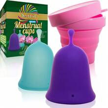 Talisi Menstrual Cups - Reusable Soft Period Cups - Menstruation Feminine Hygiene Products With Silicone Collapsible Sterilizer Case - Regular & Heavy Flow - Large, Small Size Copa Menstrual Kit