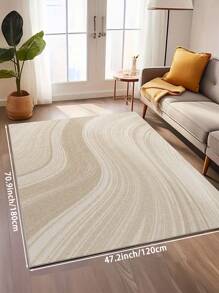 1 Stück beiger Großraum-Teppich für Wohnzimmer, abstraktes Linien- und modernes minimalistisches Wasserwellen-Muster, flauschiges Material, weich und angenehm anzufühlen, leicht zu pflegen, wasserabweisend und fleckresistent, rutschfeste Rückseite, Teppich für Lobby, Schlafzimmer, Wohnzimmer, Badezimmer, Küche, Esszimmer, Büro, Raumdekoration und Fußmatte, für Feiertage geeignet.