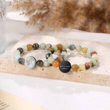 1pc Personalized Photo/Name/Date Round Bead Bracelets, Customized Laser Engraved Bracelets, Customized Bead Bracelets, Personalized Jewelry Gifts, Suitable For Men And Women's Daily Wear Fashion - Multicolor - View 4