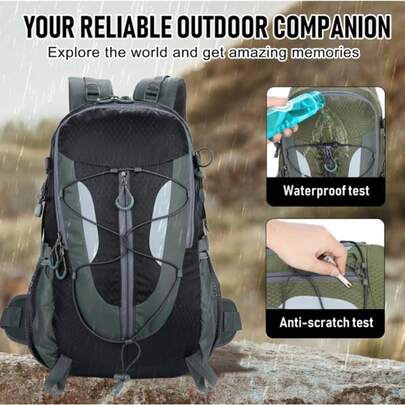 30L 徒步背包，防水户外包，旅行露营男女运动背包