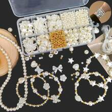 Kit para hacer collares y pulseras, perlas para pulseras, adecuado para kits de joyería DIY, pulseras, aretes, collares, opción de amistad para chicas glamorosas (perlas artificiales), kit de manualidades > kits para hacer pulseras, cuentas para niñas, kit de joyería para niños, hacer pulseras, cuidado de la piel para niños, kit de pulseras para niñas