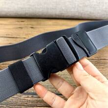 KUDYP Thick & Long Plus Size Casual Solid Color Nylon Webbing Belt, Elastic Waistband For Pants, Wide 3.8cm, Suitable For Spring, Summer, Autumn & Winter, Strong High Elasticity, Plastic Buckle, Non-Metallic, Can Pass Security Check, Tool Hanging