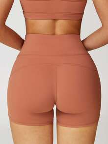 MASKERT 女士运动短裤居家休闲短裤跑步运动短裤舒适亲肤运动短裤 - 橘色 - 查看 4