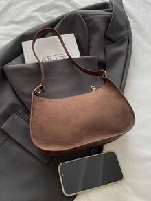 时尚简约单肩托特包手提包，复古复古腋下包，高端轻便拉链手提法棍包，多功能大容量小零钱包，别致欧美街头风，适合派对，上班通勤，化妆品收纳