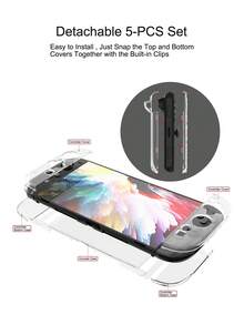 1pc 2 Console Protective Case + 2pcs Detachable Controller Grip Covers + 4pcs Joystick Caps Set, Enhances Grip - Multicolor - View 4