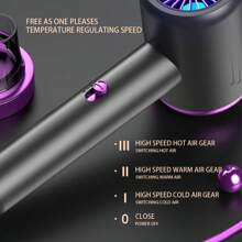 2200W Professional Hair Dryer - Powerful & Fast Drying, Adjustable Hot & Cool Air Temperature, Damage-Free For Home, Travel, Hotel, Salon Use
