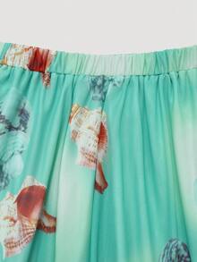 Women Mesh Printed A-Line Skirt, Simple & Fashionable Casual Everyday Wear Spring - Multicolor - View 3