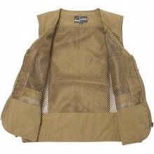 Men's Mesh Breathable Openwork Camouflage Journalist Photographer Fishing Vest Waistcoat CoatChristmas FW4R - 卡其色02 - 查看 9