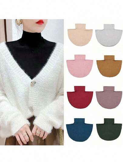 1pc/2pcs/3pcs Solid Color Detachable Soft Fake Collar For Women Blouse