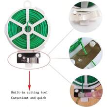 50 mètres de lien de torsion de jardin, 164 pi de liens de torsion pour plantes avec distributeur et coupeur, pour le jardinage, les tomates, les vignes, les arbustes et les fleurs, idéal pour l'organisation, les projets d'artisanat DIY (fil de jardin, 50M)