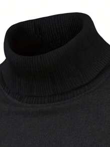 Jersey de cuello alto de unicolor de manga larga, minimalista, para hombre, uso casual de todos los días