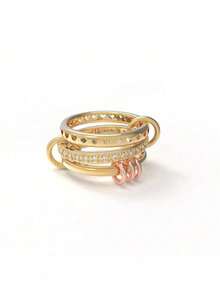 مجموعة خواتم قابلة للتراكم للنساء بأساليب مختلفة ، مطلية بالنحاس ، زركونيا اصطناعية ، خواتم كبيرة مطلية بالذهب عديمة التلون ، مجوهرات زخرفية مثالية للنساء - متعدد الألوان - مشاهدة 13