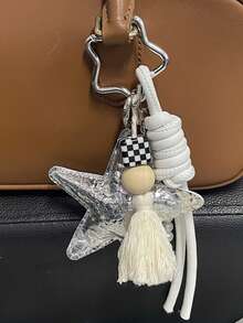 Blogger Shared Personalized Car Key Chain, DIY Creative Key Chain, Key Pendant, Heart Star Pendant, Backpack Pendant, Handmade Woven Keychain, Backpack Decoration - Multicolor - View 8