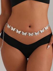 1pc Bohemian Vintage Turquoise Butterfly Shaped Waist Chain For Women, Outfit Accessory For Skirt & Pants Summer, School Fall, Autumn, Halloween