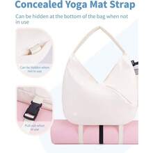 Local Delivery--Ceneda Large Gym Bag For Women Sports Duffel Bag With Hidden Yoga Mat Holder & Shoe Compartment Workout Dance Tote Bag With Wet Pocket Overnight Weekender Bag (Black) - 米色 - 查看 4