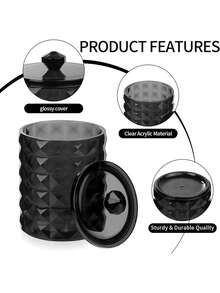 Qtips 浴室收纳盒、化妆球分配器、透明药瓶套装（用于存放化妆棉、牙线棒） - 彩色 - 查看 5