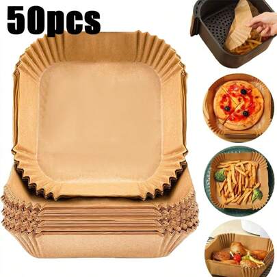 50/100pcs Air Fryer(Round/Square)Disposable Paper Liners Square, Kitchen Accessories,Non-Stick Parchment Paper, Air Fryer Accessories, Oil Proof & Water Proof, Paper Liner For Baking Roasting Microwave Oven. Home And Living New In. Cooking Utensils.