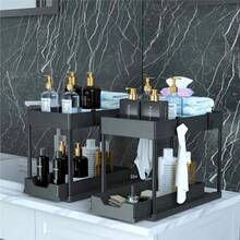 双层拉出式塑料抽屉套装，防滑设计，滑动稳定 - 非常适合厨房和浴室整理，可容纳清洁用品 - 彩色 - 查看 4