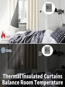 1pc 99% UV-Resistant Polyester Blackout Curtain, Rod Pocket Hanging, Non-Bleachable Plain Weave, Bedroom Art Theme, Coated Blackout Thermal Insulation, Energy-Saving, Sound Absorbing - Ideal For Bedroom, Farmhouse, And School For Deep Sleep