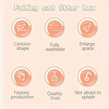Portable Foldable Cat Litter Box Set - Splash-Proof Foldable Design, Includes Litter Scoop, Odor-Proof, Easy To Clean And Carry, Suitable For Small Spaces, Travel And Home Use, Durable Plastic Material, Cat Christmas Gift - Multicolor - View 5