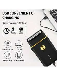 Set de 3 piezas para el aseo masculino: Afeitadora eléctrica, recargable por USB con litio, con peine recortador, como regalo de vacaciones para él. Capacidad de batería: 1500mAh+600mAh+500mAh