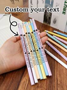Lápices personalizados con texto, lápices personalizados para niños, lápices de cumpleaños personalizados, lápices lindos personalizables, lápices divertidos, lápices del número 2, útiles escolares, útiles para volver a la escuela, artículos esenciales para la universidad, regalos de cumpleaños, suministros de papelería, Día de San Valentín, Día de la Madre, regalos para amigos, niños, niñas, lindos, dibujos animados - Estilo A - Ver 7