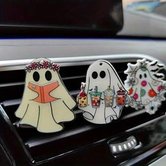 1pc Car Air Vent Fragrance Clip, Halloween Creepy Ghost Car Air Freshener Clip, Car Fragrance Clip, Car Interior Decor, Happy Eid Al-Fitr
