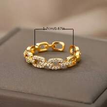 Adjustable Fashion Simple Ring Design For Women, Creative Hollow Splicing Synthetic Zirconia Stone Jewelry Gift For Party, Memorial Occasion
