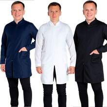 Men's Oxford Lab Coat Long Sleeve Slim Comfortable Breathable Professional Health Modern Style For Laboratory Clinics - 藏蓝色 - 查看 1