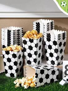 10/20pcs Football Printed Popcorn Box, Party Favor Gift Packaging Box, Football Theme Party Supplies, Snack Boxes
