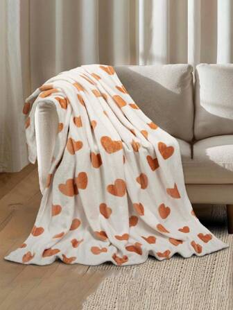 1 pièce Couverture douce imprimée en forme de cœur, couverture chaude et confortable pour le canapé, la télévision, la sieste, le camping, les voyages, cadeau de toutes saisons, bureau, maison, canapé et lit