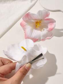 2 chiếc kẹp tóc giả hình hoa tulip màu be và hồng kiểu Bohemian thanh lịch, thích hợp cho bãi biển, kỳ nghỉ, kẹp càng cua, kẹp tóc cài, kẹp tóc, đồ dùng học tập, phụ kiện tóc, phụ kiện Valentine, ghim cài tóc - Nhiều màu - Xem 6