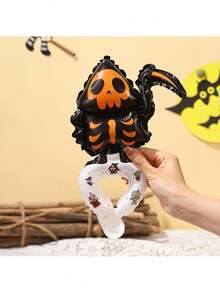 16pcs/Set Dekorasi Pesta Halloween Balon Foil Bentuk Kartun Gelang Tangan, Hantu & Laba-laba Desain Acak - Balon Pergelangan Tangan Halloween - View 6