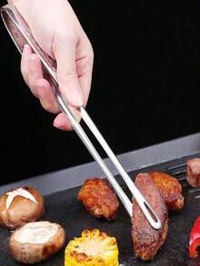 Einteiliger Edelstahl Speisezange, lange rutschfeste Barbecue-Zange, Steakzange, Küchenutensilien-Accessoires