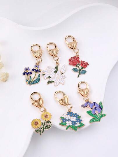 5PCS Cute Enamel Purple Rose Flower Key Ring Sweet Key Chains For Women Girls Handbag Accessories DIY Jewelry Lovers Best Friends Gifts Backpack For School Car Accessories Goth Y2k Bag Lanyards With Id Holder Car Accessories Bag Charms Christmas Car Accessories Teacher Sister Gift Ideas