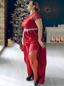 ChicchokokGeyoga 3 Pair Plus Size Fishnets Stockings Glitter Sparkly Tights High Waist Black Fishnet Pantyhose Women - 紅色 - 查看 7