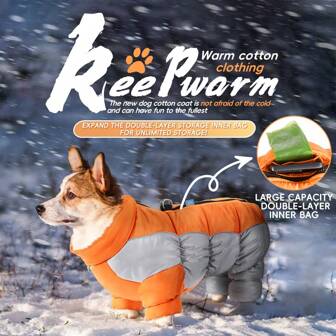 Nieuwe herfst- en winterjumpsuit voor honden van kleine rassen - waterdicht, reflecterend, dikke warmte, opvouwbare opbergruimte, volledig omsluitend en winddicht ontwerp