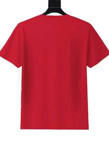 Fashion Unisex Short Sleeve Top Valentine's Day Gift Valentine's Day Short Sleeve Couple Shirt A Piece One Piece - 紅色 - 查看 2