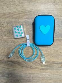 1 Set: Protector de cable de carga rápida de 20W compatible con iPhone + Caja protectora de material EVA para auriculares y cable de datos, accesorios a prueba de caídas y golpes para cargador Nan, accesorios para teléfonos