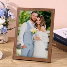 1 Pc, Custom Photo, Polished Plexiglass Wooden Frame,Customize Your Wedding Commemoration, Precious Memories,Personalized Canvas Printed Poster Art, Perfect For Families, Couples, Pets' Memories, And A Perfect Gift For Anniversaries