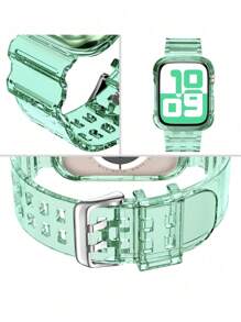 Correa deportiva transparente 2 en 1 con funda amortiguadora compatible con de 40 mm, 41 mm, 42 mm, 38 mm, 44 mm, 45 mm, 46 mm, 49 mm, correa transparente de TPU para mujeres y hombres compatible con iWatch SE, Ultra, Series 10, 9, 8, 7, 6, 5, 4, 3, 2, 1