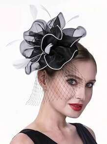 1 Stück Fascinator Hut Teezeremonie Kopfschmuck mit Bändern, Federn auf Haarband und Clip für Mädchen und Frauen, Haaraccessoire
