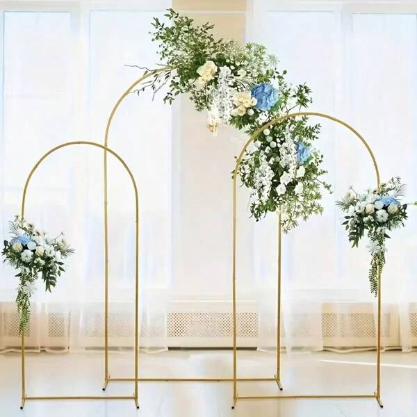 Soporte de arco con telón de fondo para boda, de metal dorado, para ceremonia, fiesta de cumpleaños, despedida de soltera, banquete, decoración del Día de San Valentín