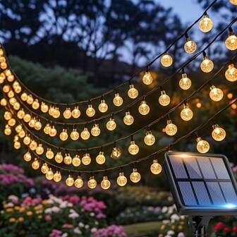 1 Paquete de 20/50/100 luces solares LED tipo globo de cristal con 8 modos de iluminación, decoración de luces solares para acampada, Halloween, jardín, árbol, patio, fiesta, Navidad y decoración del patio